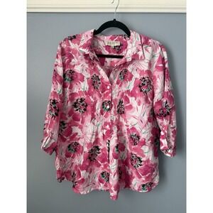 Jones New York Sport Linen floral top 3/4‎ Sleeve Size Petite XL